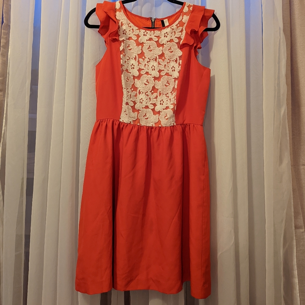 Kensie retro dress orange with white flowers
